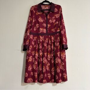 ModCloth Just My Typist Floral Pleated Long Sleeve Shirt Mini Dress Plus Size 18